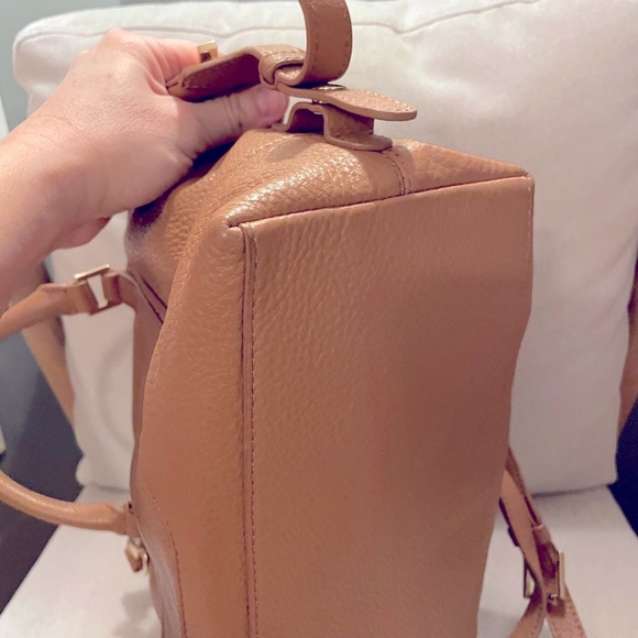 Tory Burch dark tan leather purse with cross body strap. - Picture 6 of 13